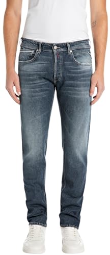 Replay Herren Jeans Grover Straight-Fit Original, Blau (Dark Blue 007), 31W / 34 im Sale